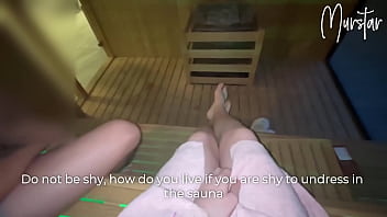 POV hotel sauna encounter with international stud and his deepthroat skills