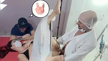 Wife gets naughty treatment from strange gynecologist in public